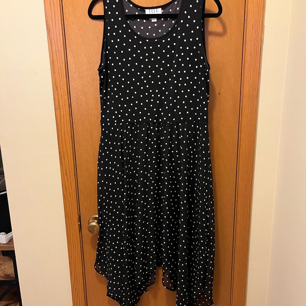 Elle Black Polka Dot Sleeveless Dress